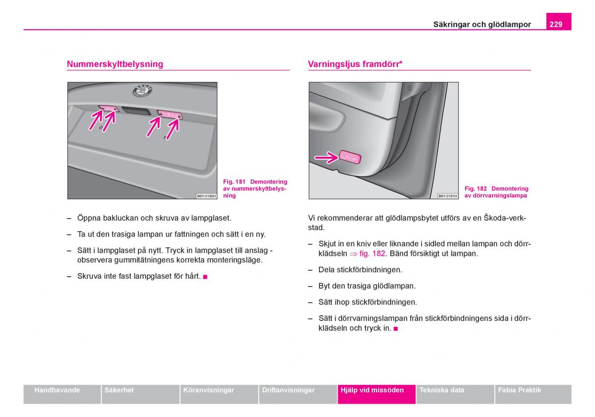 Skoda Fabia I 1 instruktionsbok / page 230