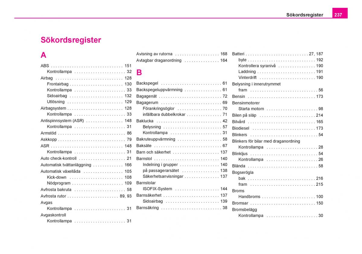 Skoda Fabia I 1 instruktionsbok / page 238