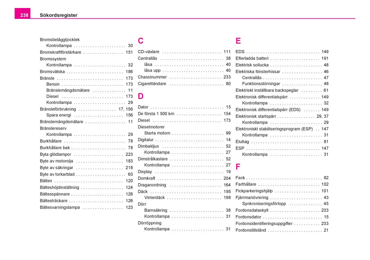 Skoda Fabia I 1 instruktionsbok / page 239