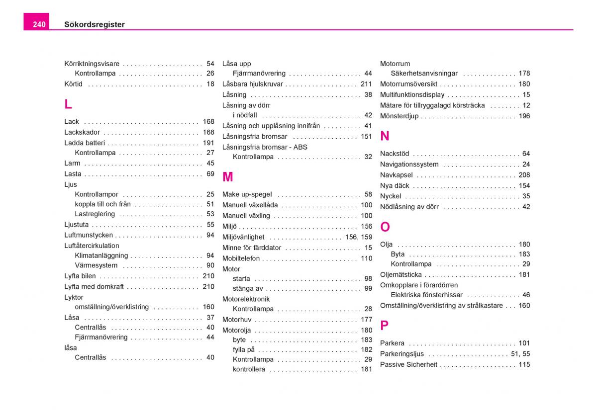 Skoda Fabia I 1 instruktionsbok / page 241