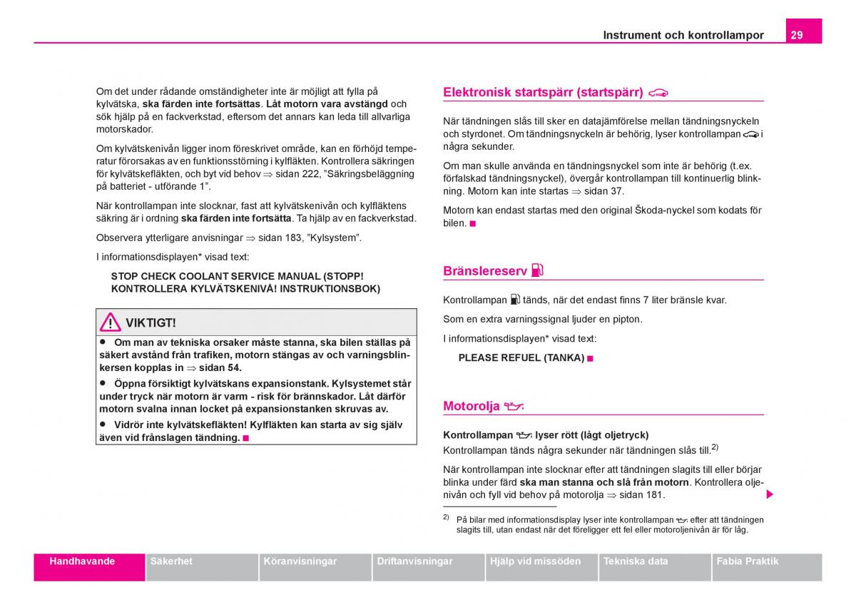 Skoda Fabia I 1 instruktionsbok / page 30