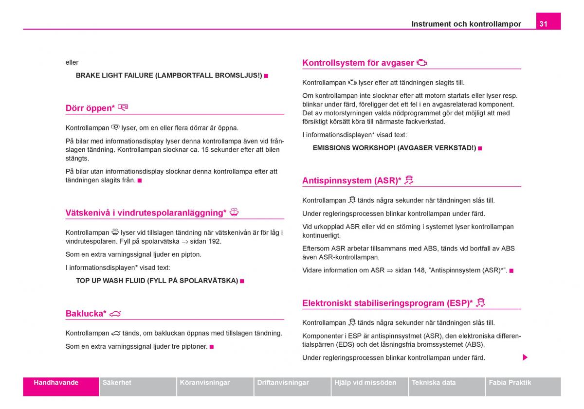 Skoda Fabia I 1 instruktionsbok / page 32