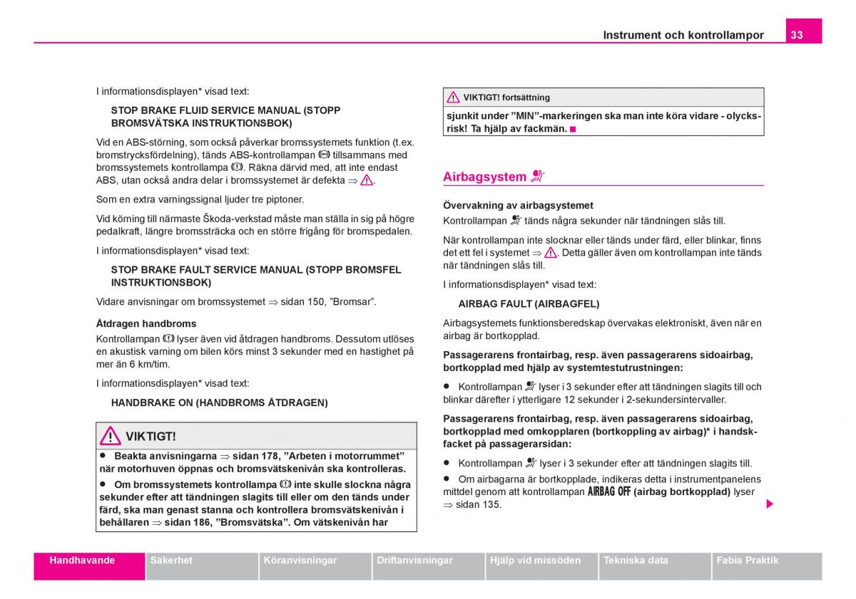 Skoda Fabia I 1 instruktionsbok / page 34