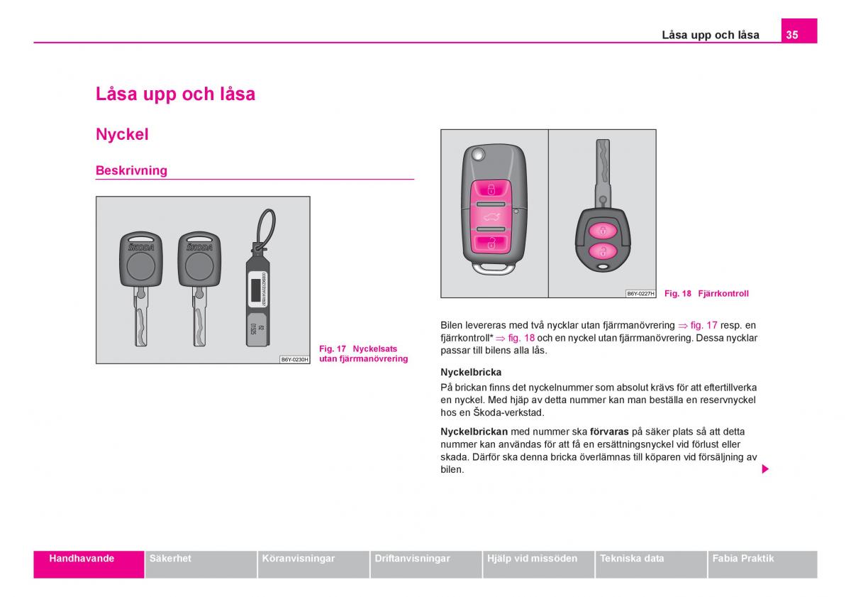 Skoda Fabia I 1 instruktionsbok / page 36