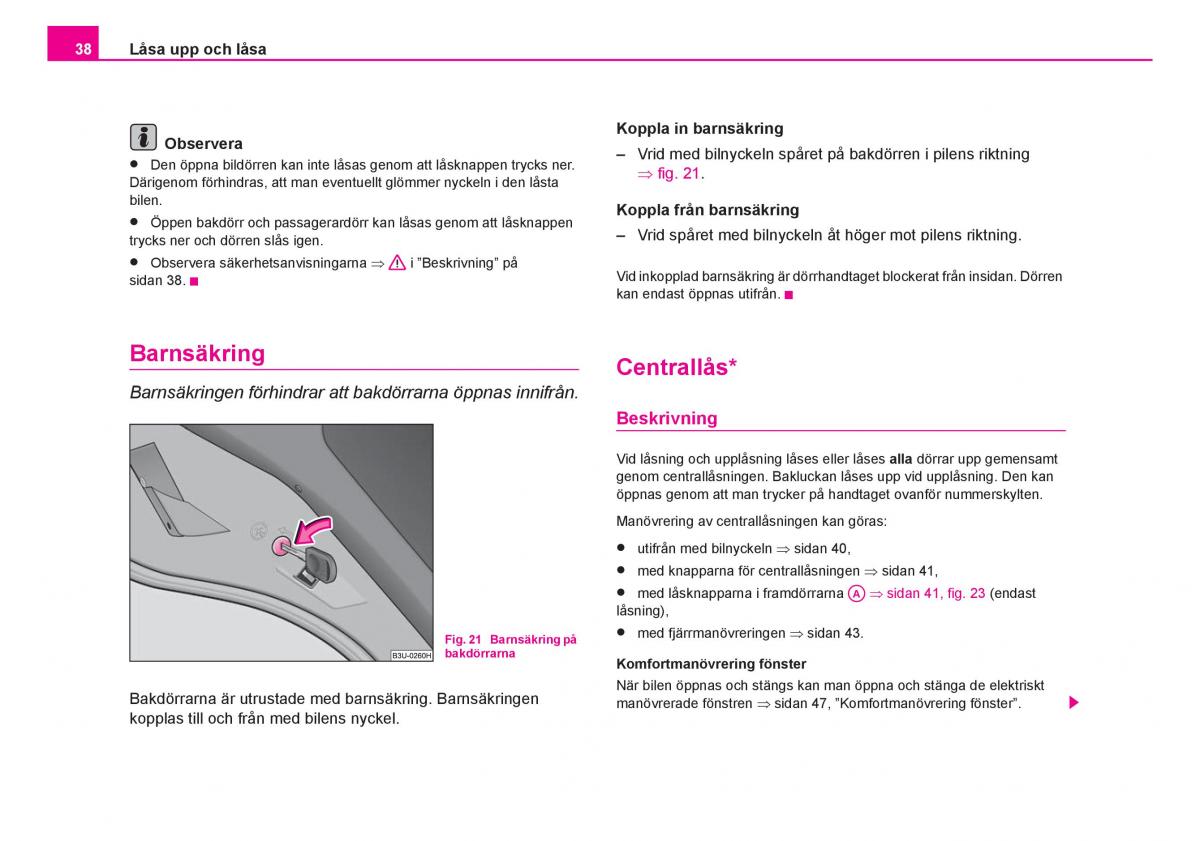 Skoda Fabia I 1 instruktionsbok / page 39