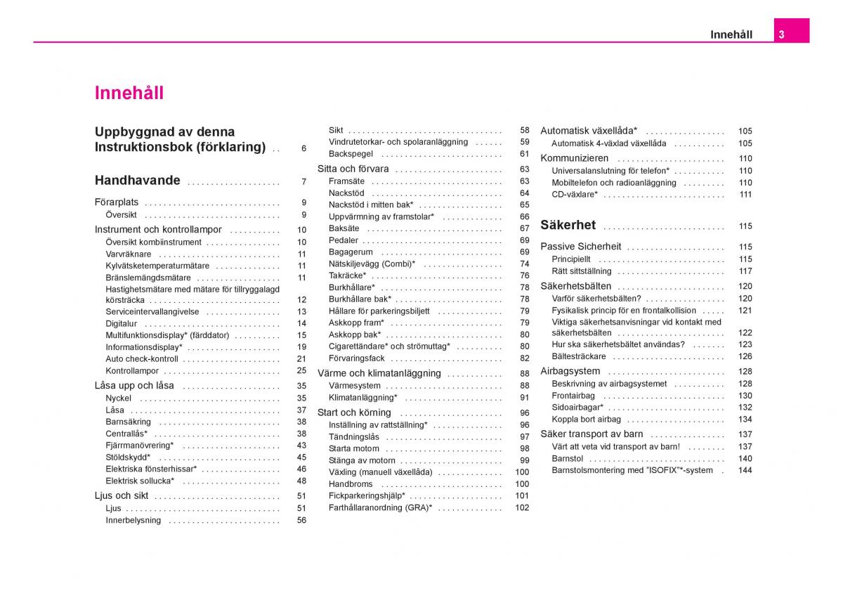 Skoda Fabia I 1 instruktionsbok / page 4