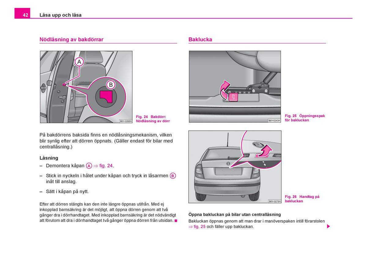 Skoda Fabia I 1 instruktionsbok / page 43