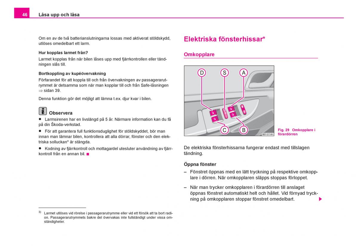 Skoda Fabia I 1 instruktionsbok / page 47