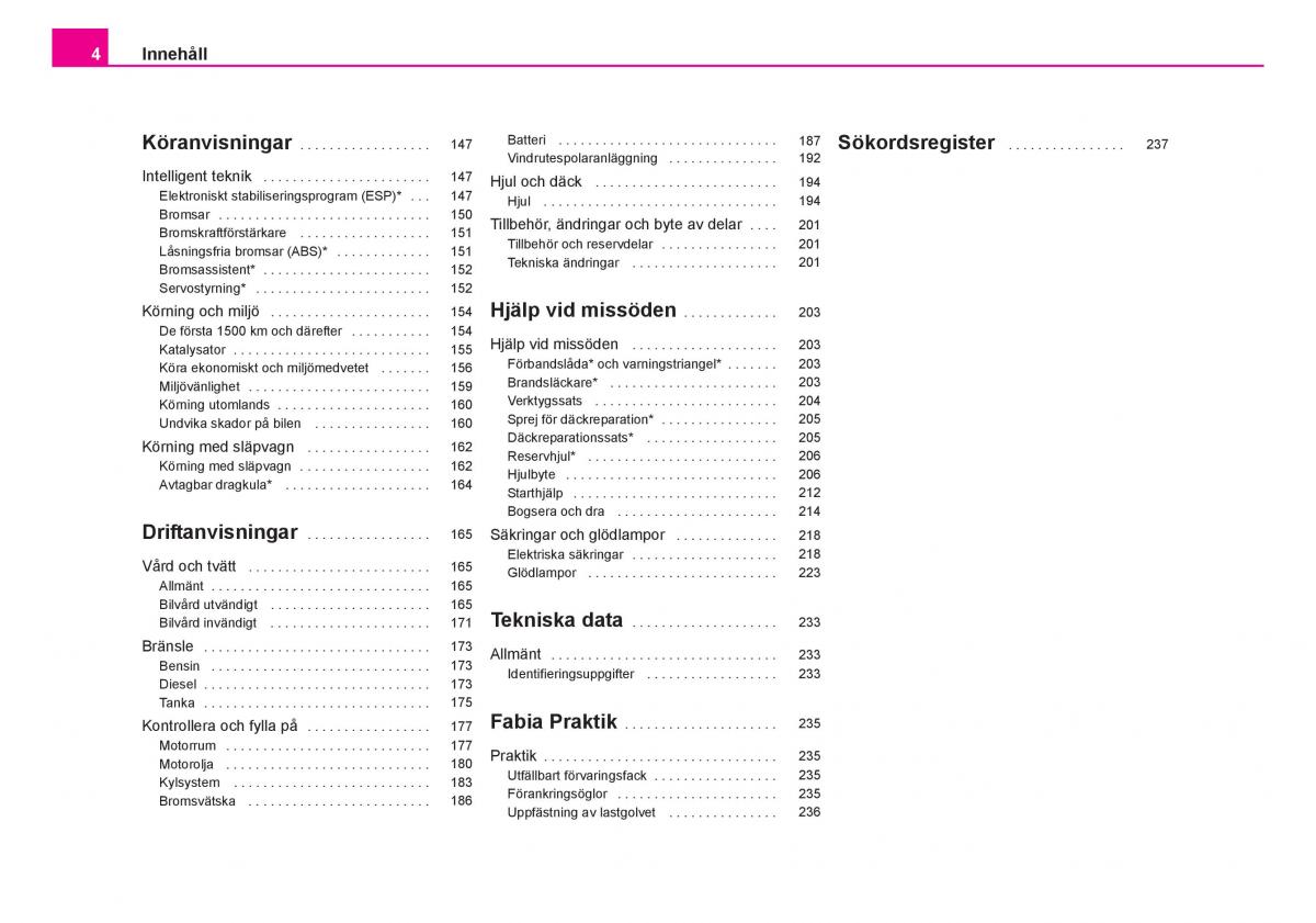 Skoda Fabia I 1 instruktionsbok / page 5