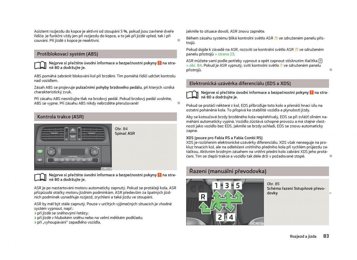 Skoda Fabia II 2 navod k obsludze / page 85