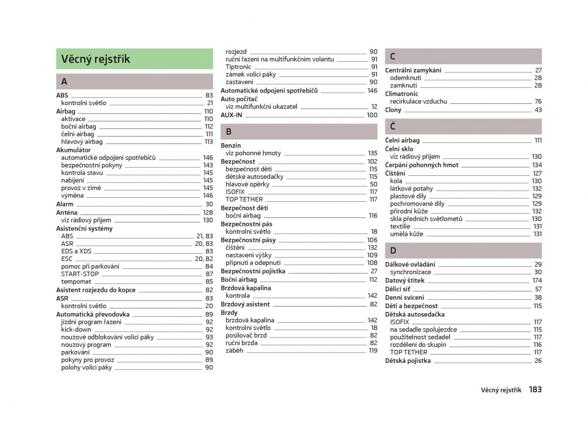 Skoda Fabia II 2 navod k obsludze / page 185