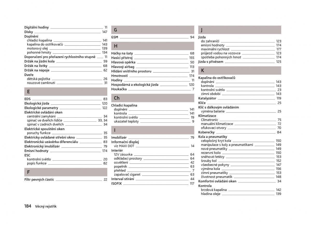 Skoda Fabia II 2 navod k obsludze / page 186