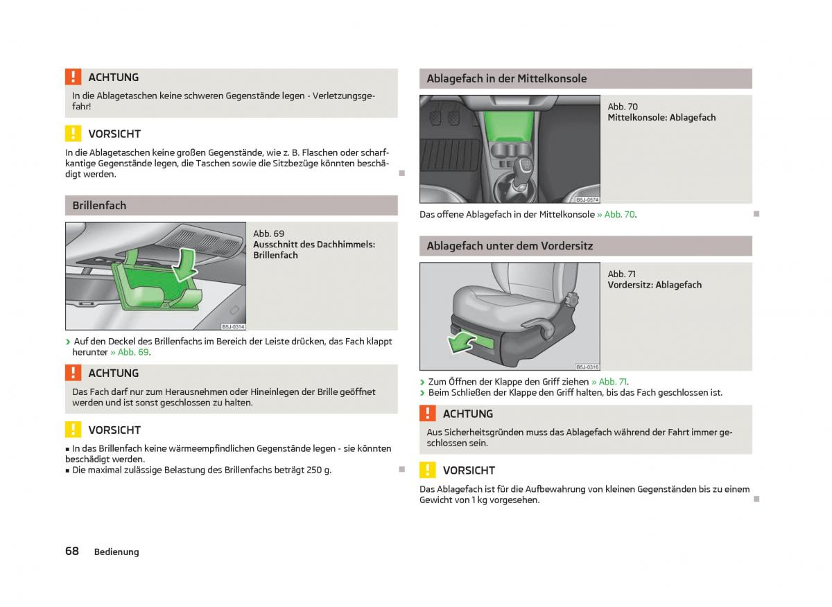 Skoda Fabia II 2 Handbuch / page 70