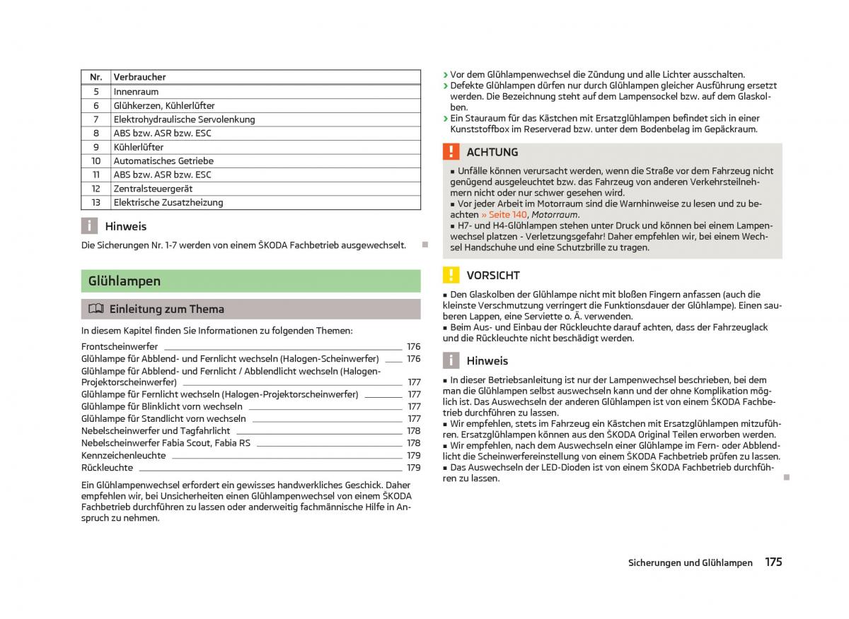 Skoda Fabia II 2 Handbuch / page 177