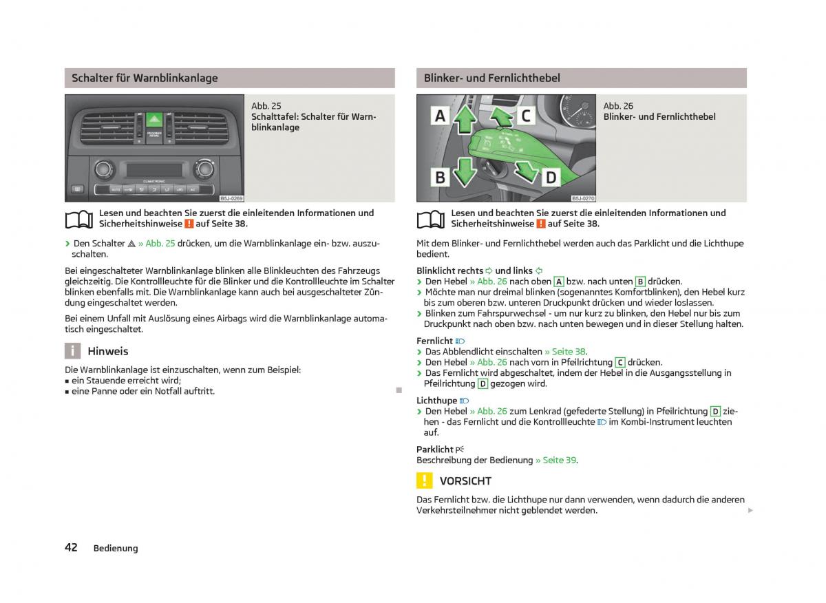 Skoda Fabia II 2 Handbuch / page 44