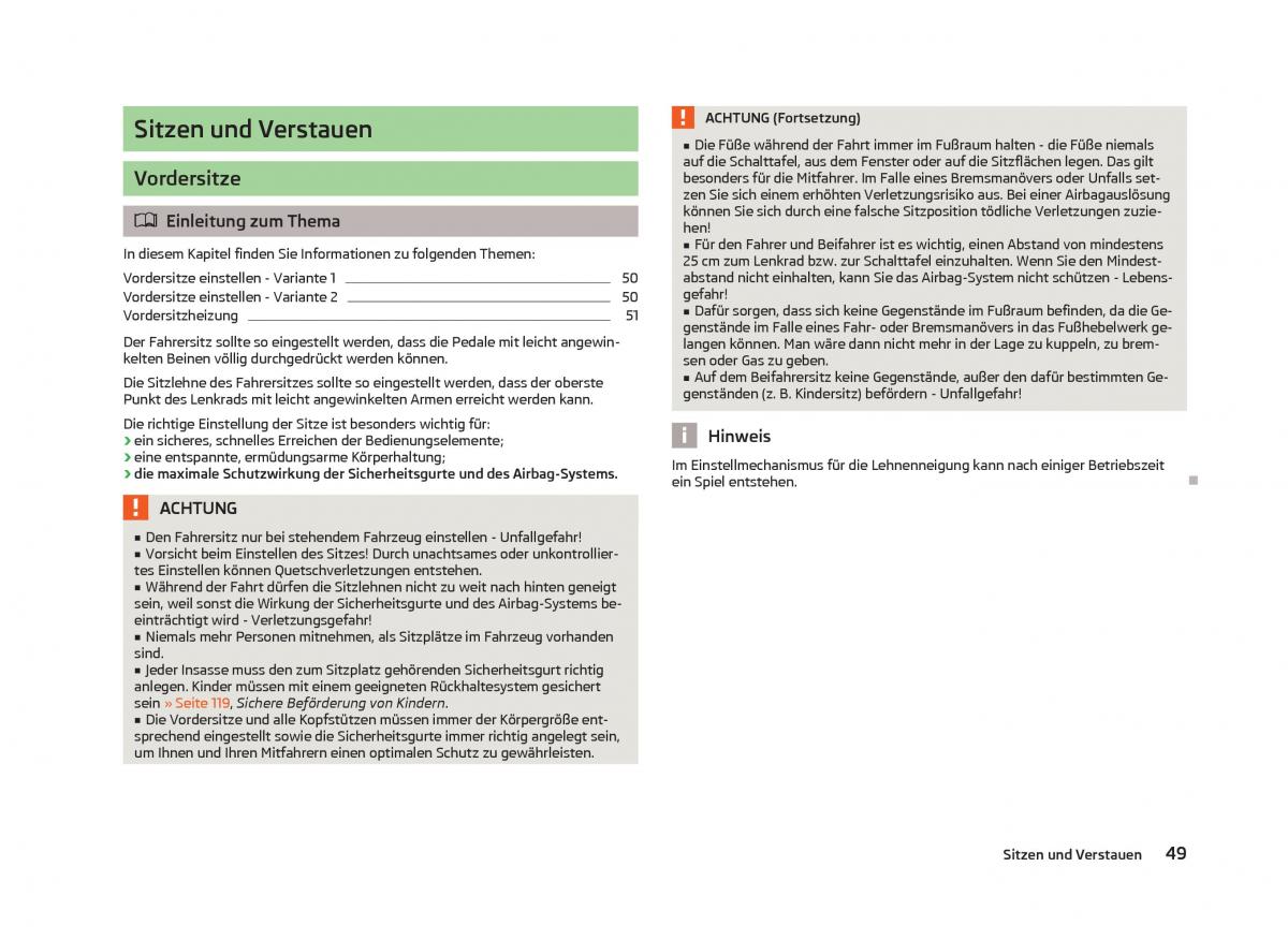 Skoda Fabia II 2 Handbuch / page 51