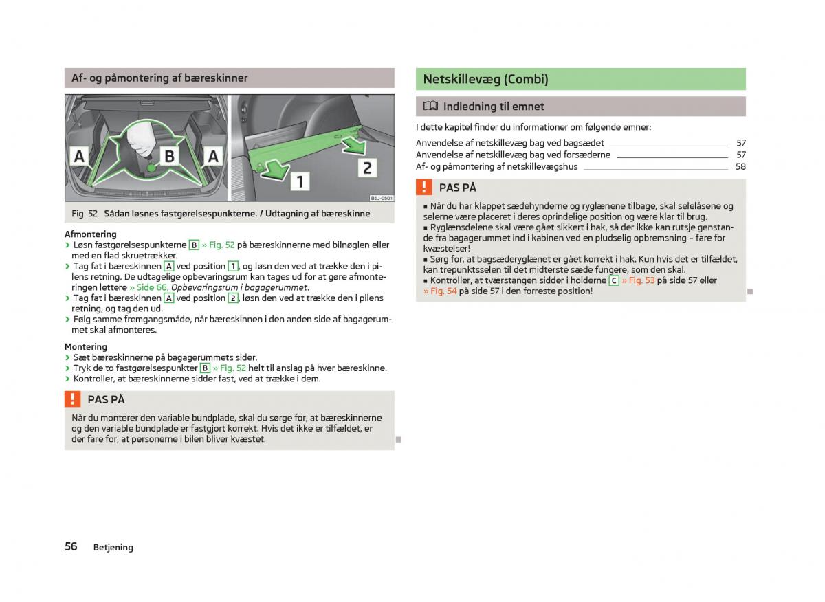 Skoda Fabia II 2 Bilens instruktionsbog / page 58