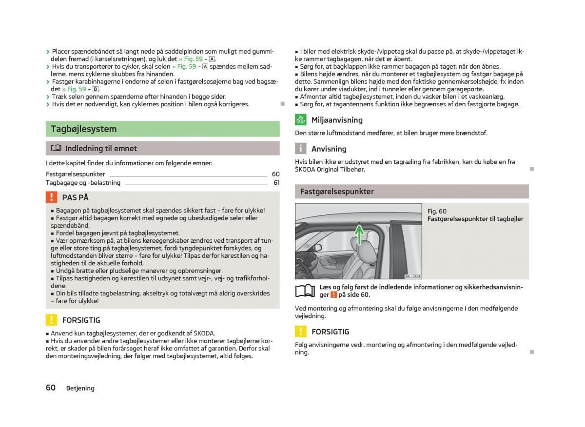 Skoda Fabia II 2 Bilens instruktionsbog / page 62