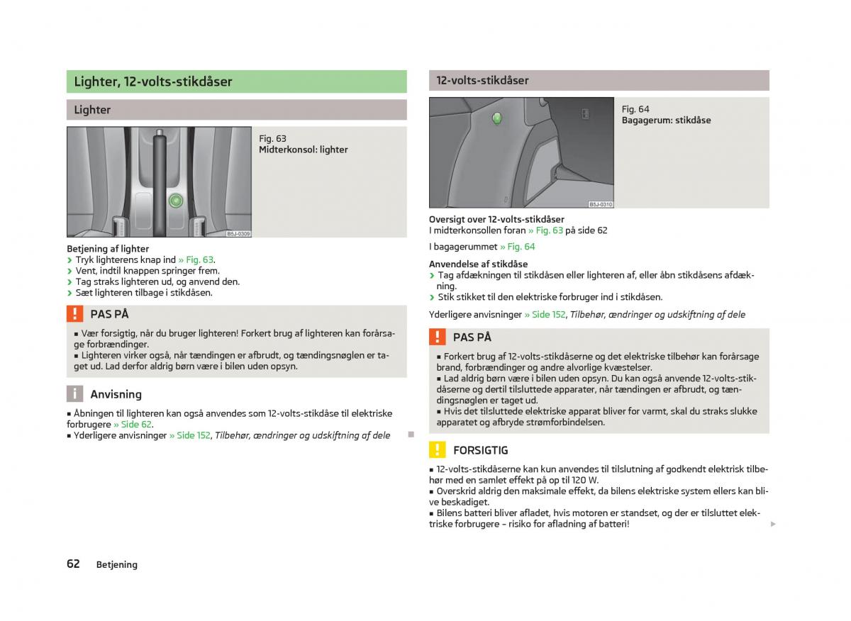 Skoda Fabia II 2 Bilens instruktionsbog / page 64