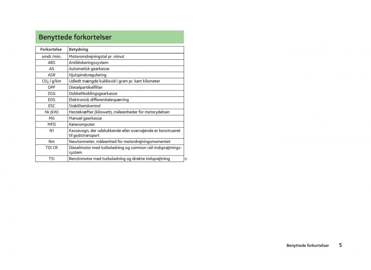 Skoda Fabia II 2 Bilens instruktionsbog / page 7