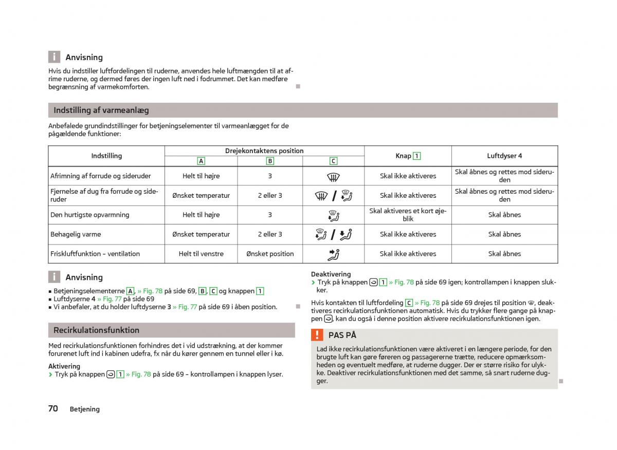 Skoda Fabia II 2 Bilens instruktionsbog / page 72