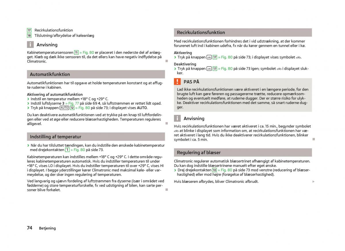 Skoda Fabia II 2 Bilens instruktionsbog / page 76