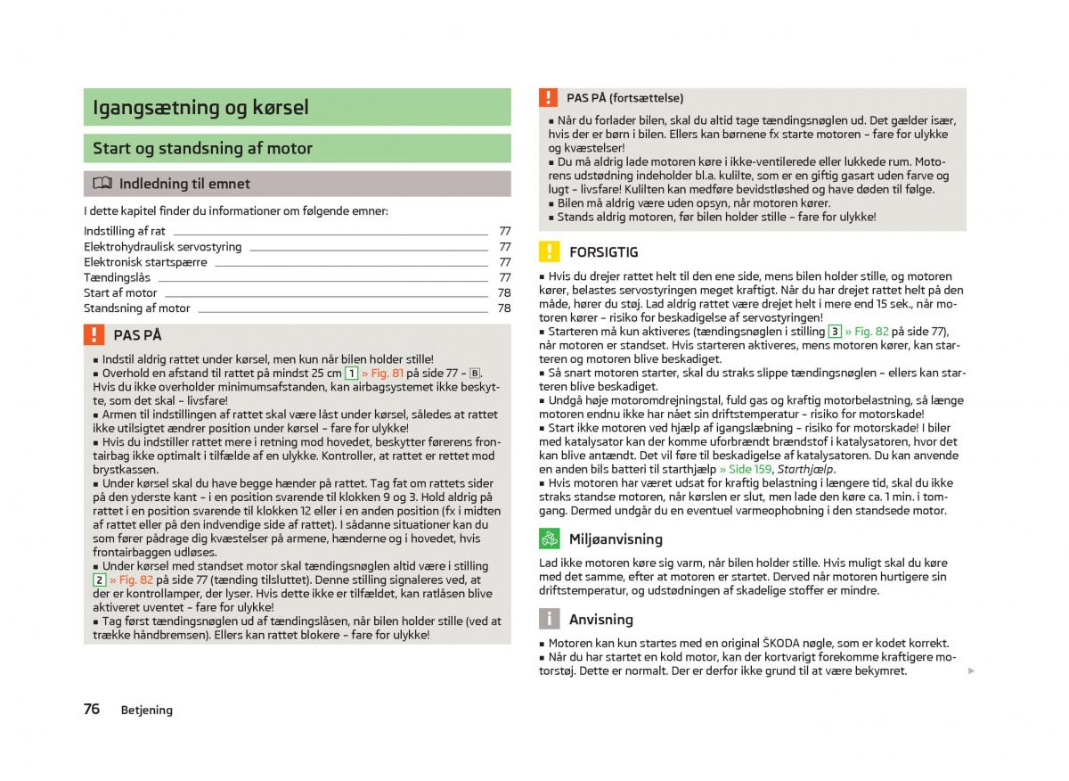 Skoda Fabia II 2 Bilens instruktionsbog / page 78