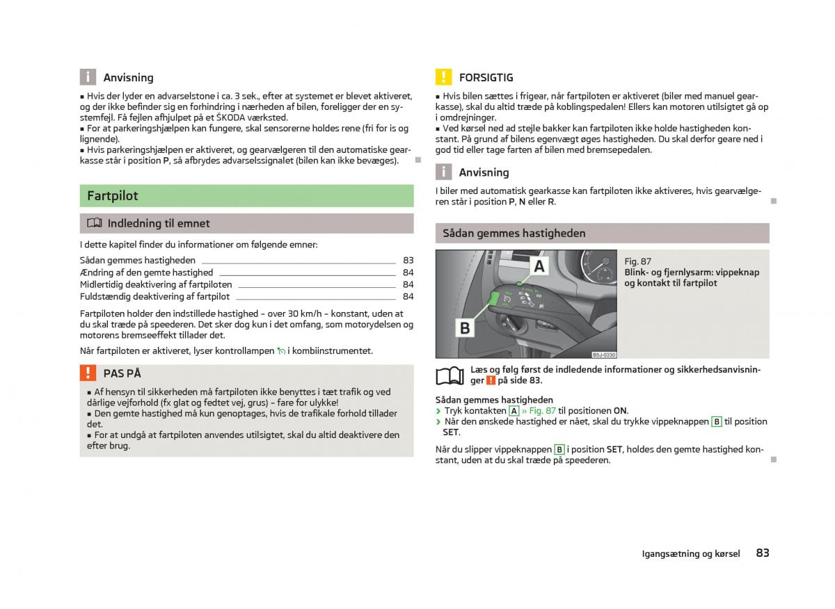 Skoda Fabia II 2 Bilens instruktionsbog / page 85