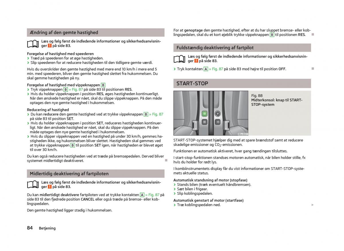 Skoda Fabia II 2 Bilens instruktionsbog / page 86