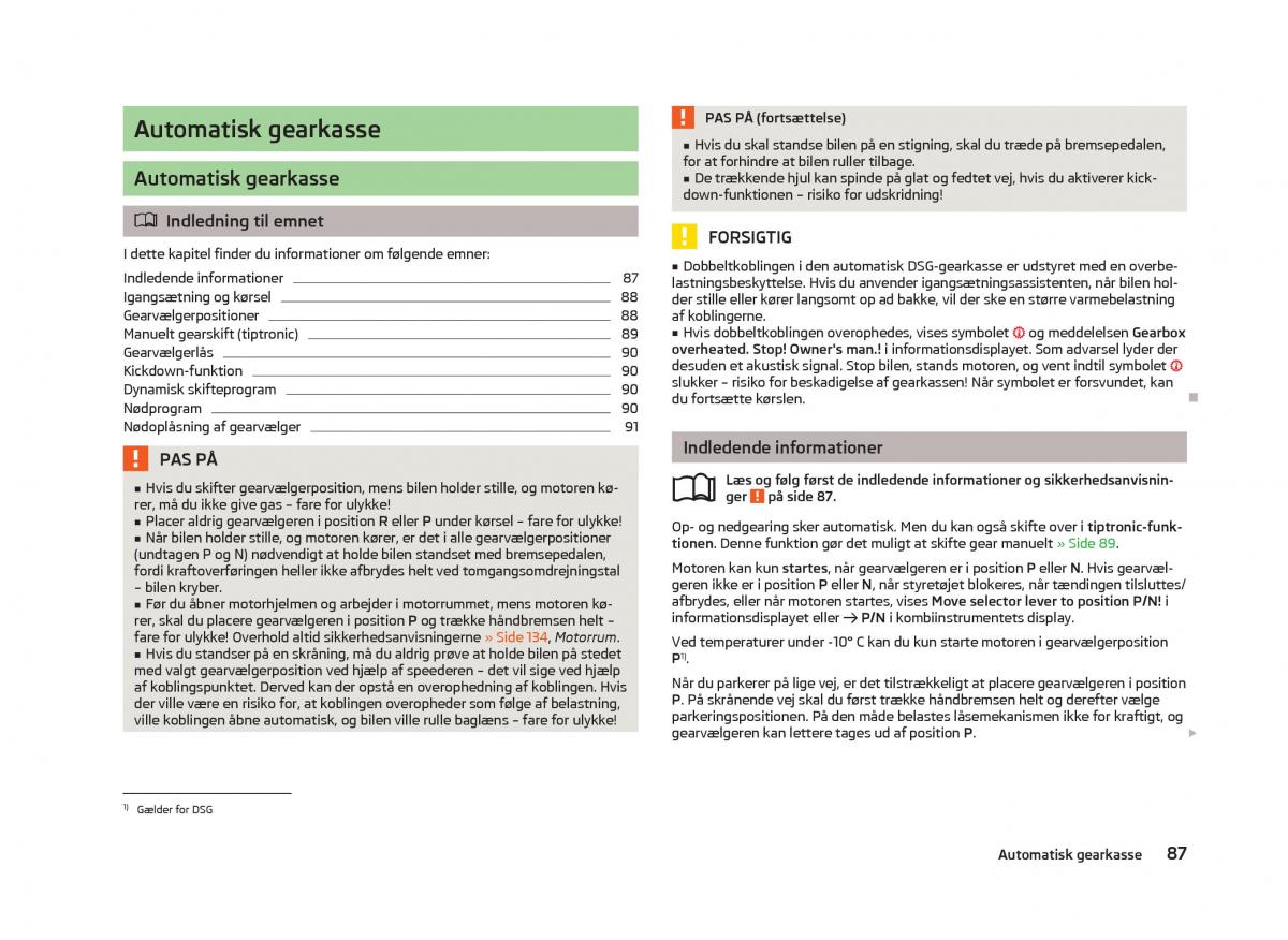 Skoda Fabia II 2 Bilens instruktionsbog / page 89