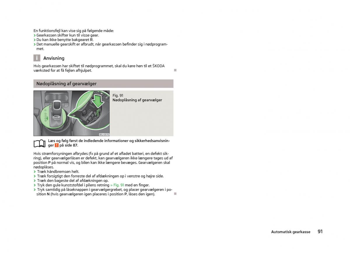 Skoda Fabia II 2 Bilens instruktionsbog / page 93