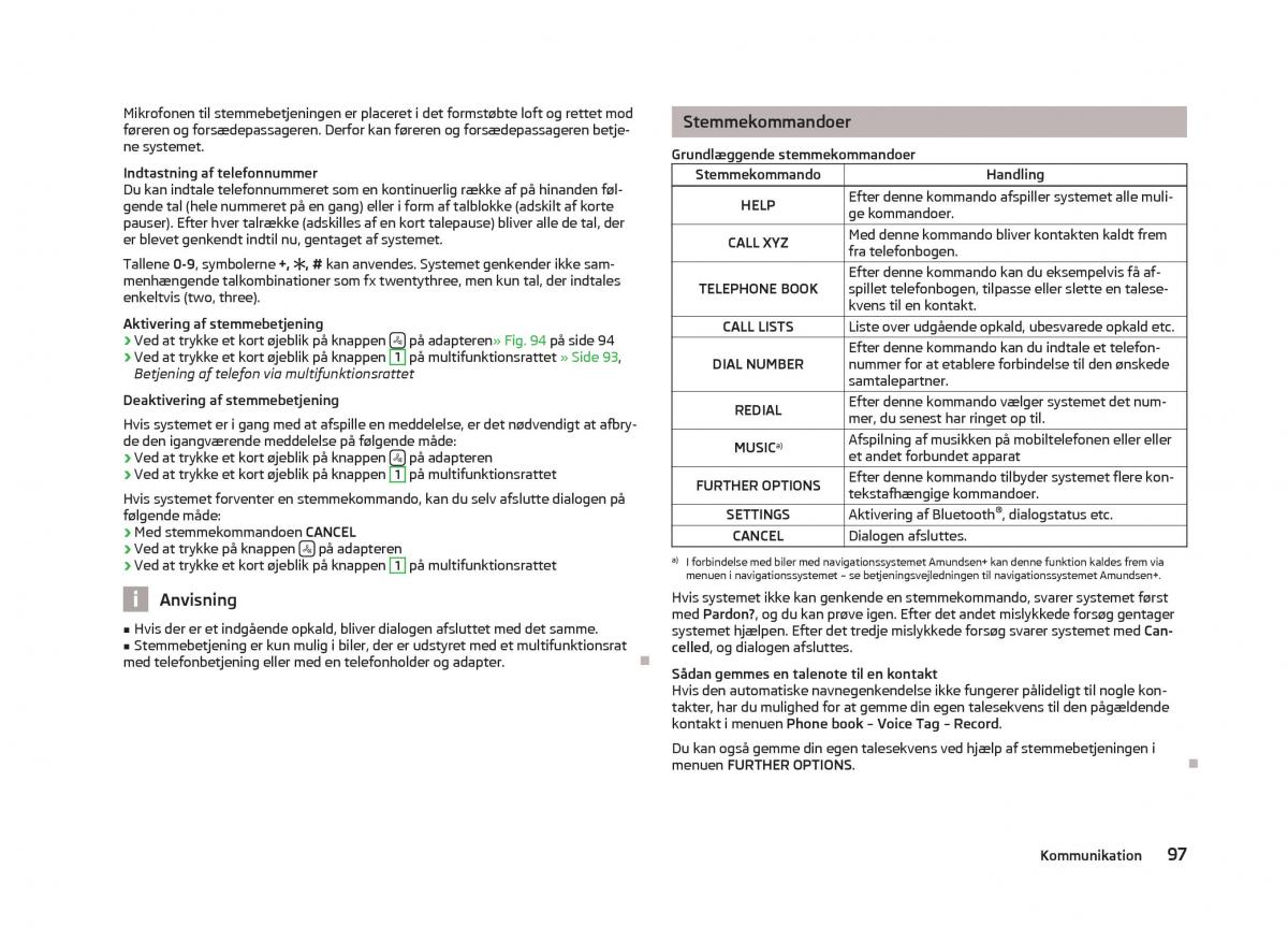 Skoda Fabia II 2 Bilens instruktionsbog / page 99