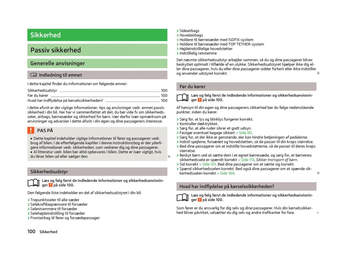 Skoda Fabia II 2 Bilens instruktionsbog / page 102