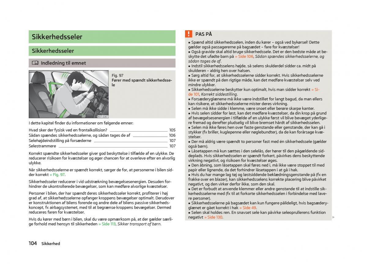 Skoda Fabia II 2 Bilens instruktionsbog / page 106