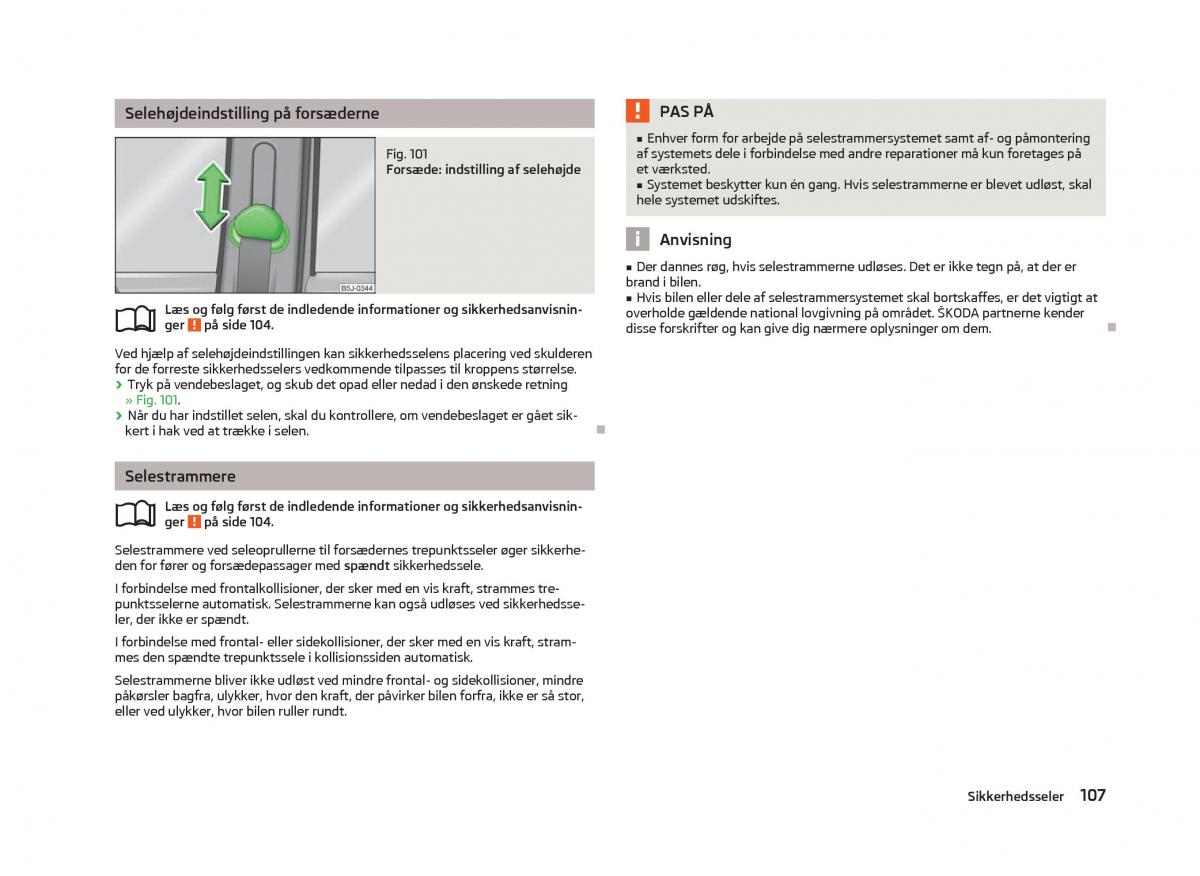 Skoda Fabia II 2 Bilens instruktionsbog / page 109