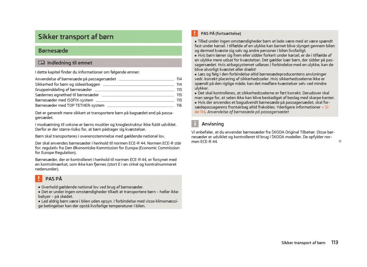 Skoda Fabia II 2 Bilens instruktionsbog / page 115