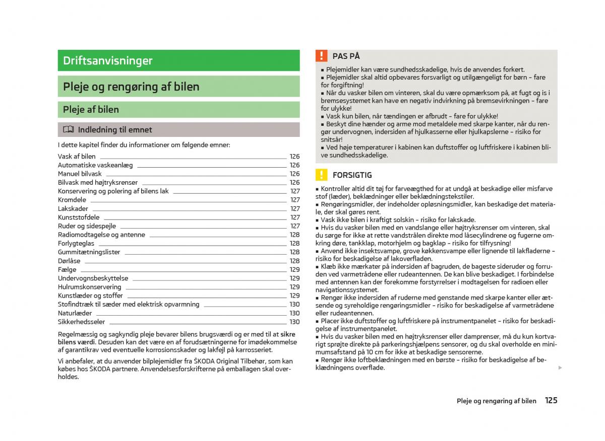 Skoda Fabia II 2 Bilens instruktionsbog / page 127