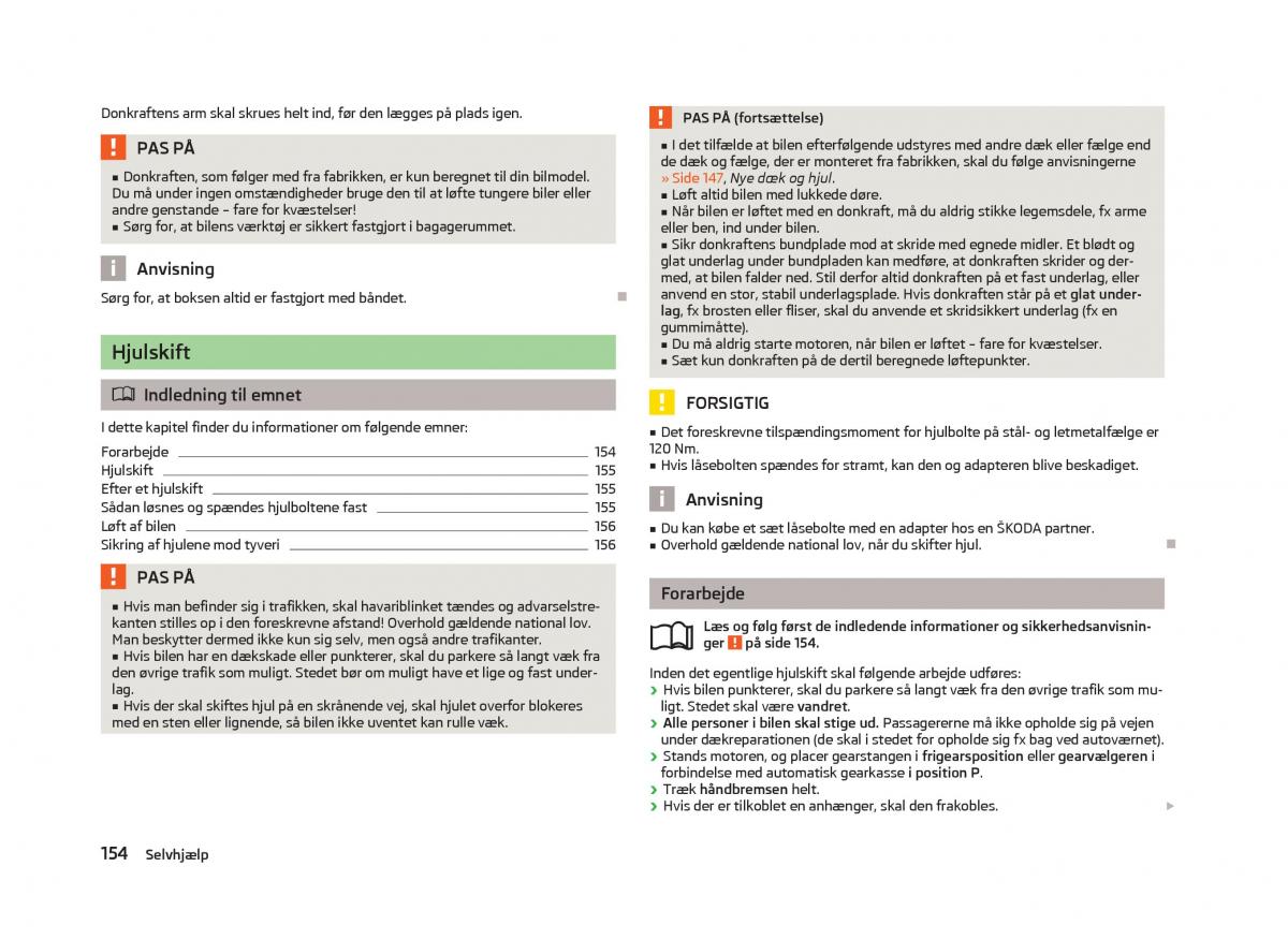 Skoda Fabia II 2 Bilens instruktionsbog / page 156