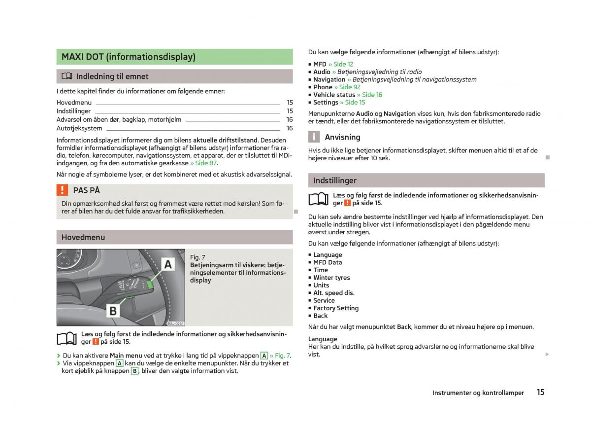 Skoda Fabia II 2 Bilens instruktionsbog / page 17