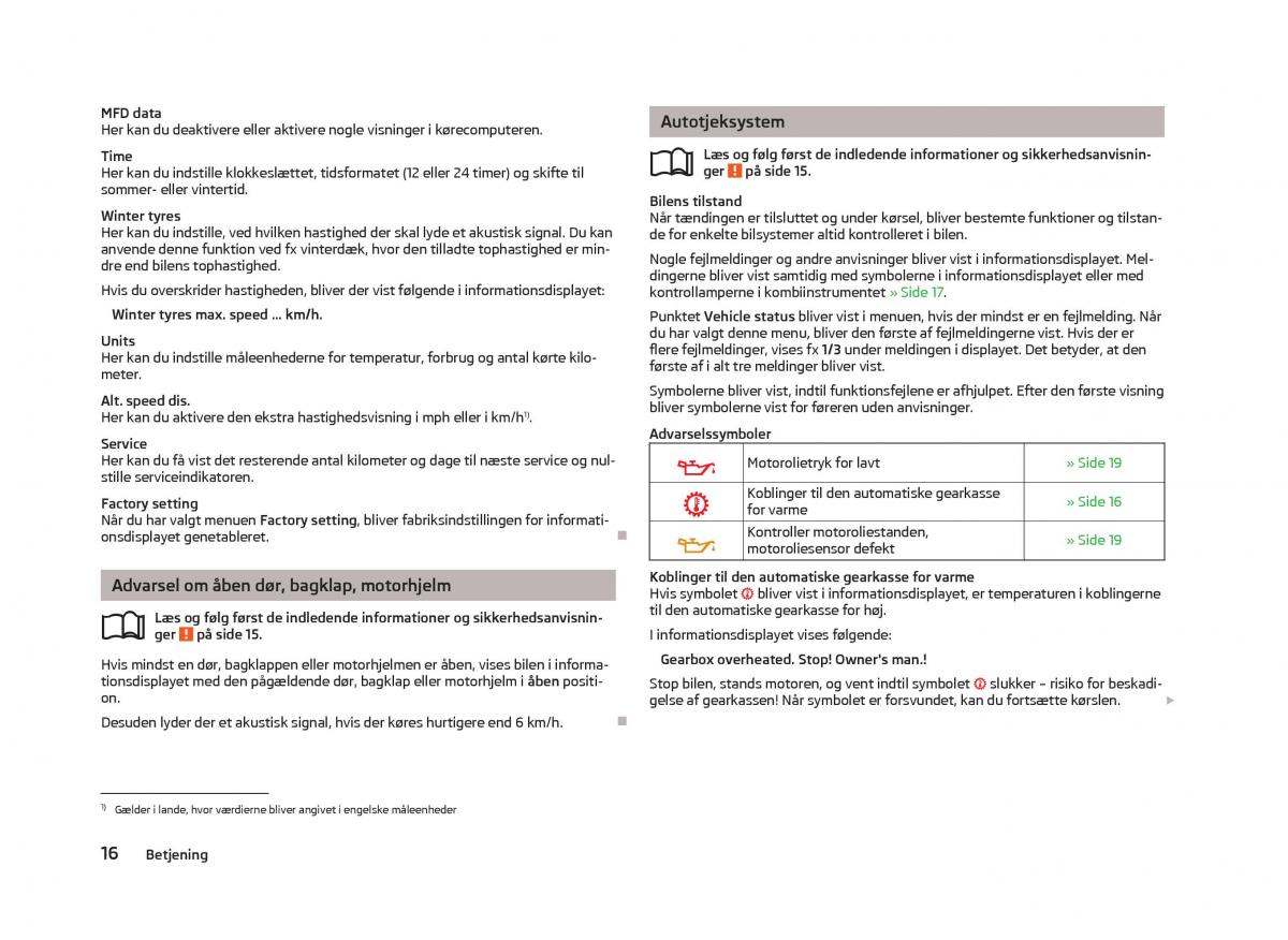 Skoda Fabia II 2 Bilens instruktionsbog / page 18