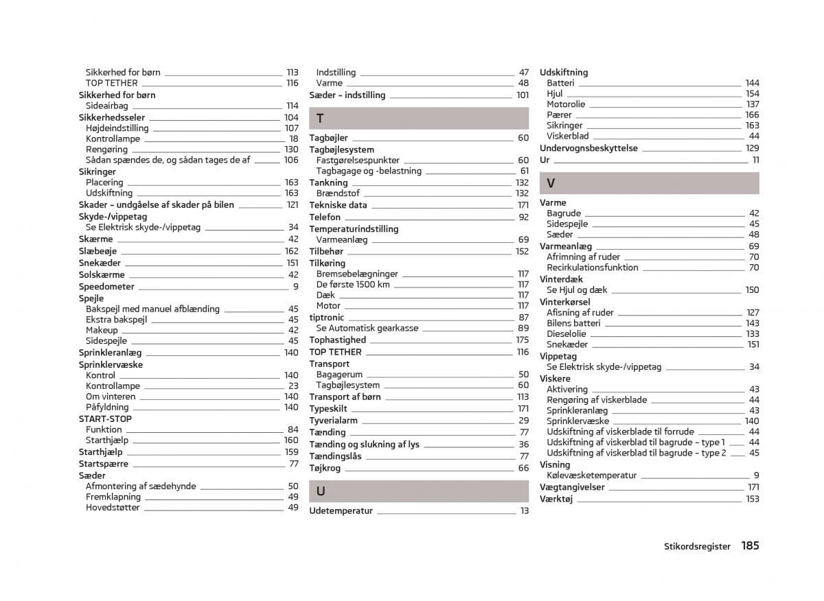 Skoda Fabia II 2 Bilens instruktionsbog / page 187