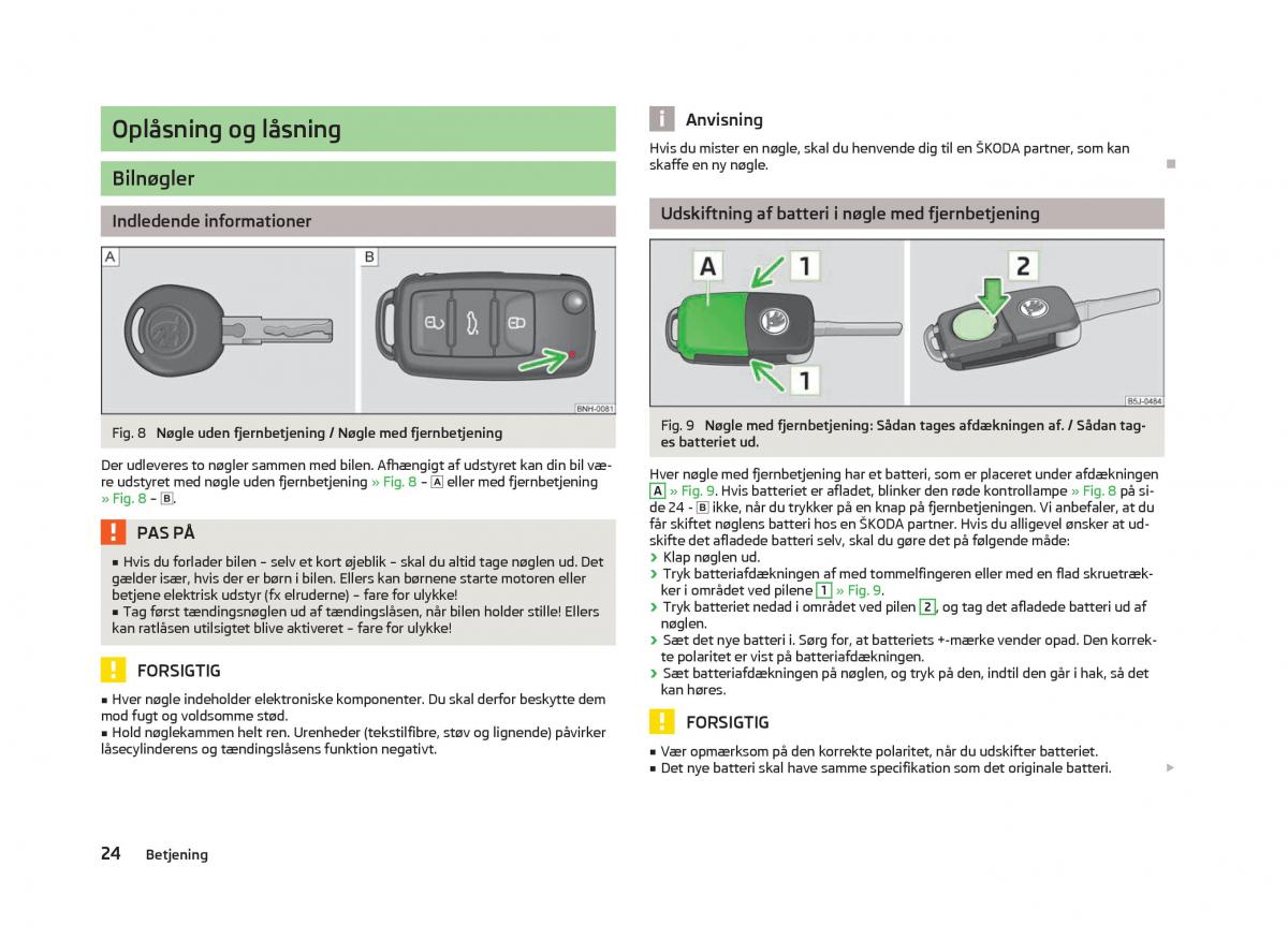 Skoda Fabia II 2 Bilens instruktionsbog / page 26