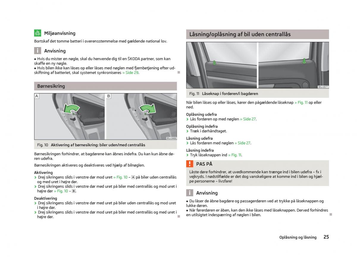 Skoda Fabia II 2 Bilens instruktionsbog / page 27