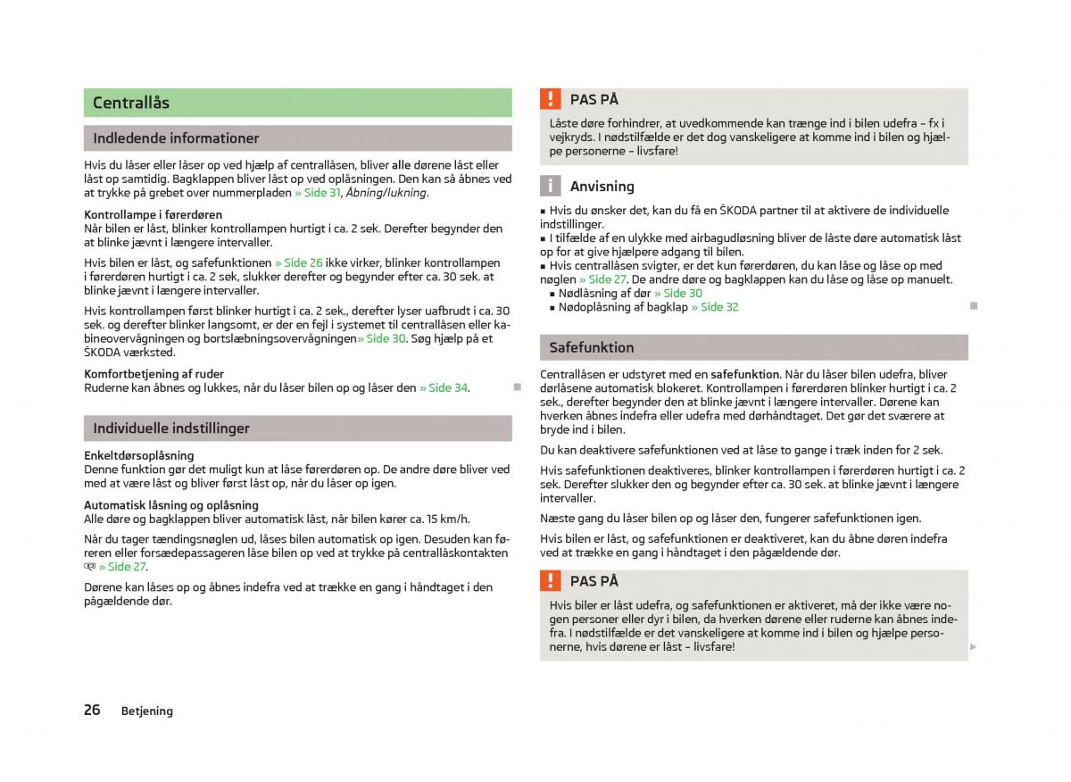 Skoda Fabia II 2 Bilens instruktionsbog / page 28