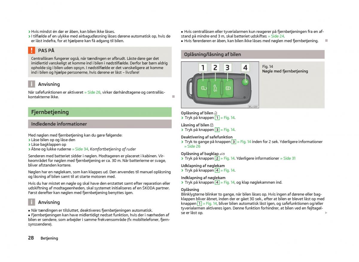 Skoda Fabia II 2 Bilens instruktionsbog / page 30