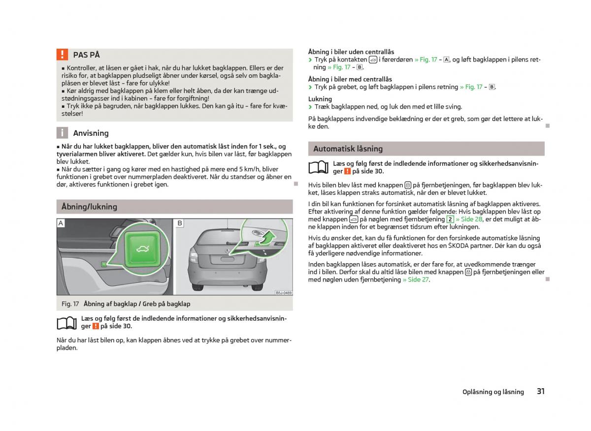 Skoda Fabia II 2 Bilens instruktionsbog / page 33