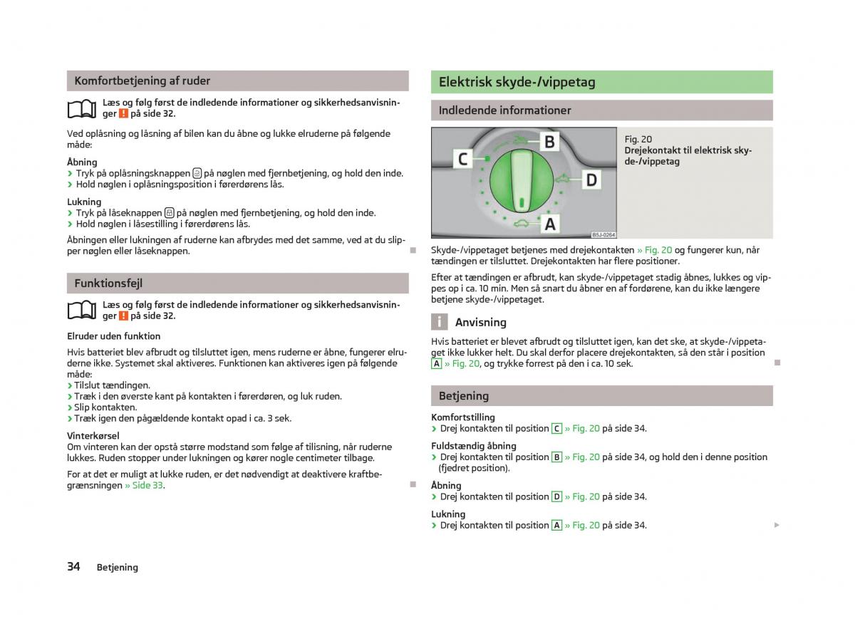 Skoda Fabia II 2 Bilens instruktionsbog / page 36