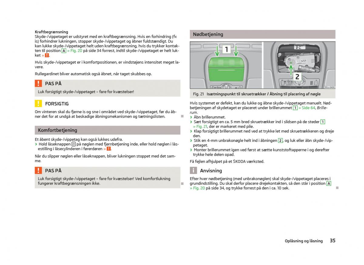 Skoda Fabia II 2 Bilens instruktionsbog / page 37