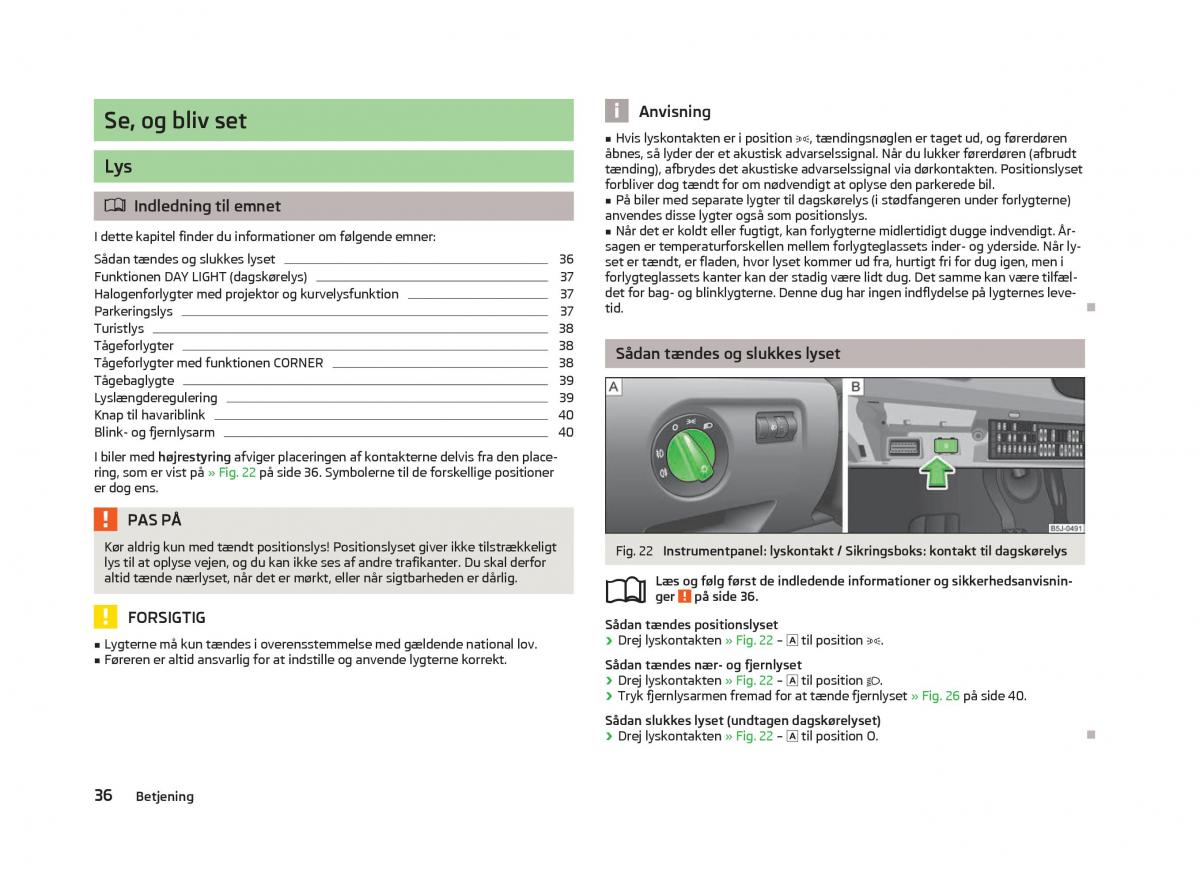 Skoda Fabia II 2 Bilens instruktionsbog / page 38