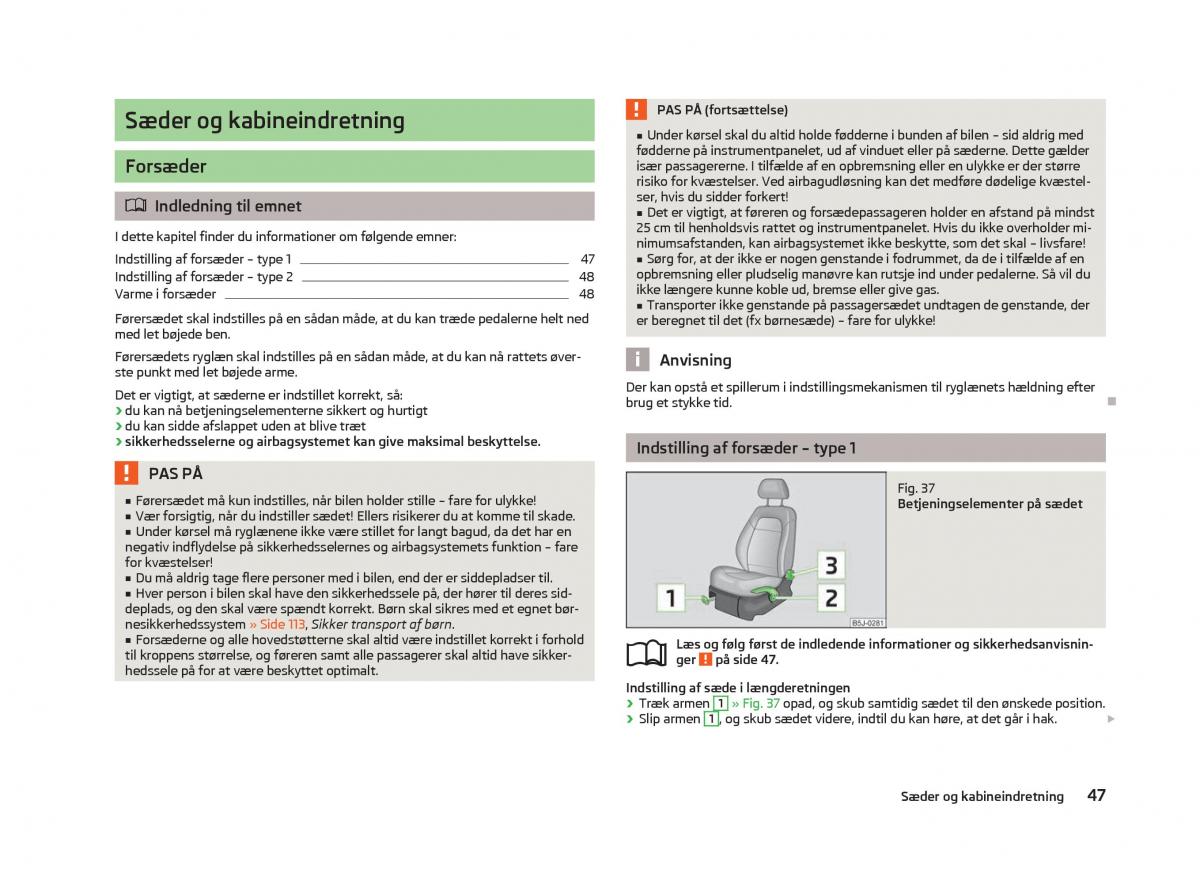 Skoda Fabia II 2 Bilens instruktionsbog / page 49